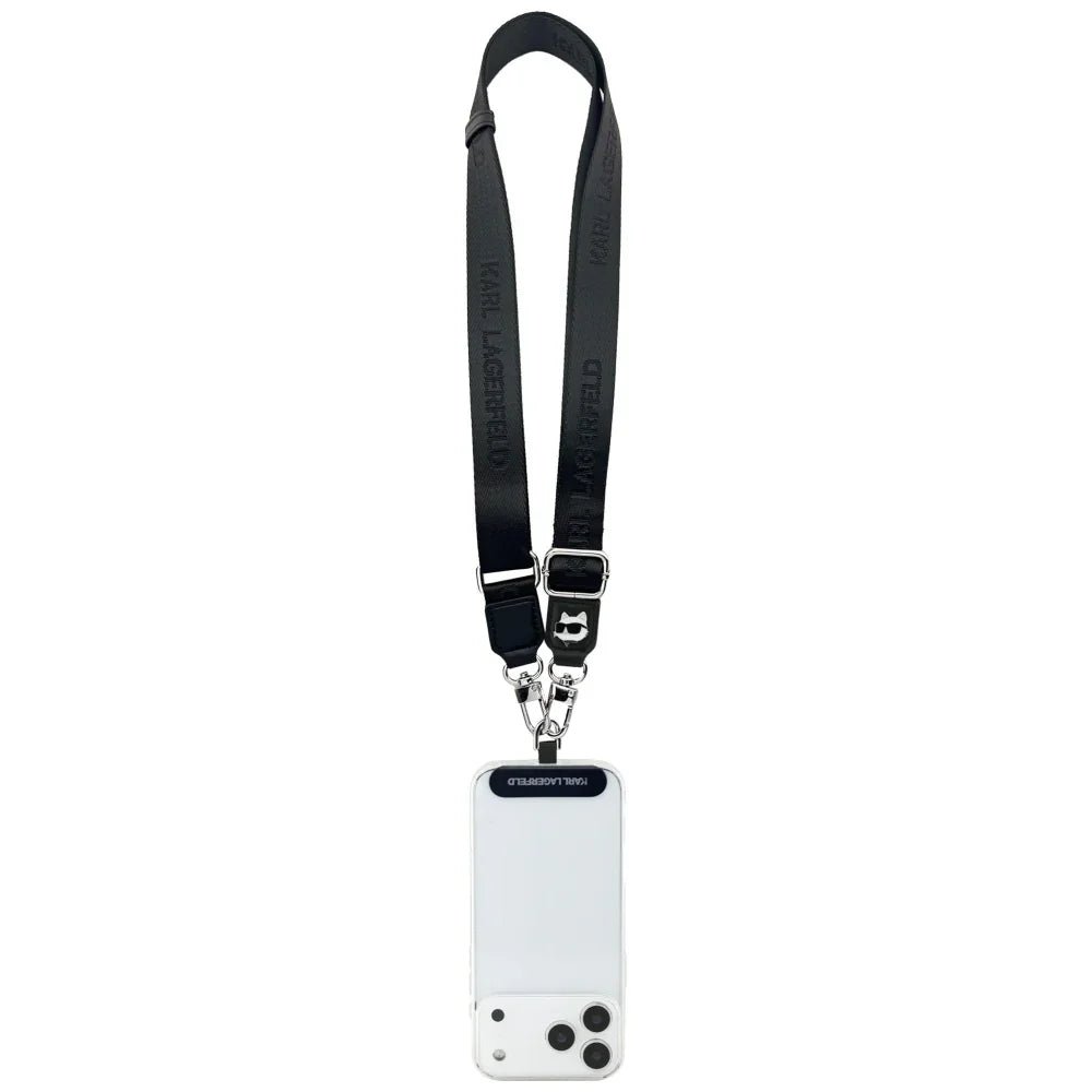 Karl Lagerfeld Tether Patch Choupette Metal Logo - Universal Λουράκι για Θήκη Κινητού - Black