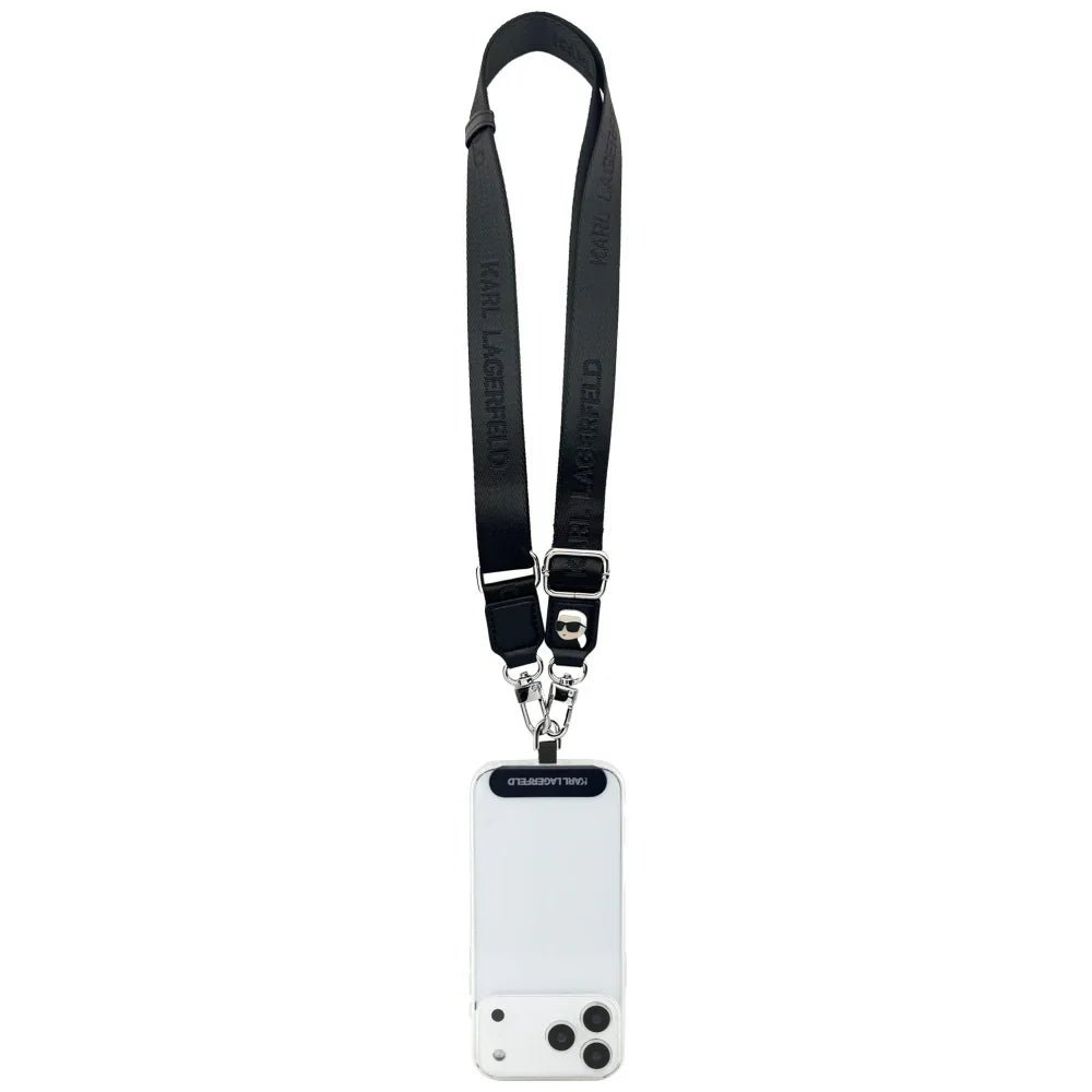 Karl Lagerfeld Tether Patch Karl Metal Logo - Universal Λουράκι για Θήκη Κινητού - Black