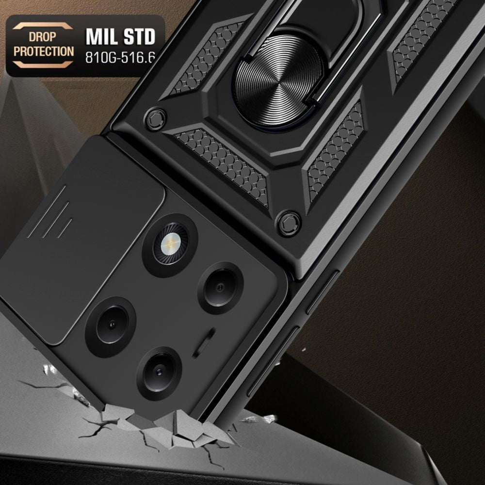 Tech - Protect Xiaomi Redmi Note 13 Pro 5G / Poco X6 5G Camshield Pro Σκληρή Θήκη με Πλαίσιο Σιλικόνης και Δαχτυλίδι Συγκράτησης - Black