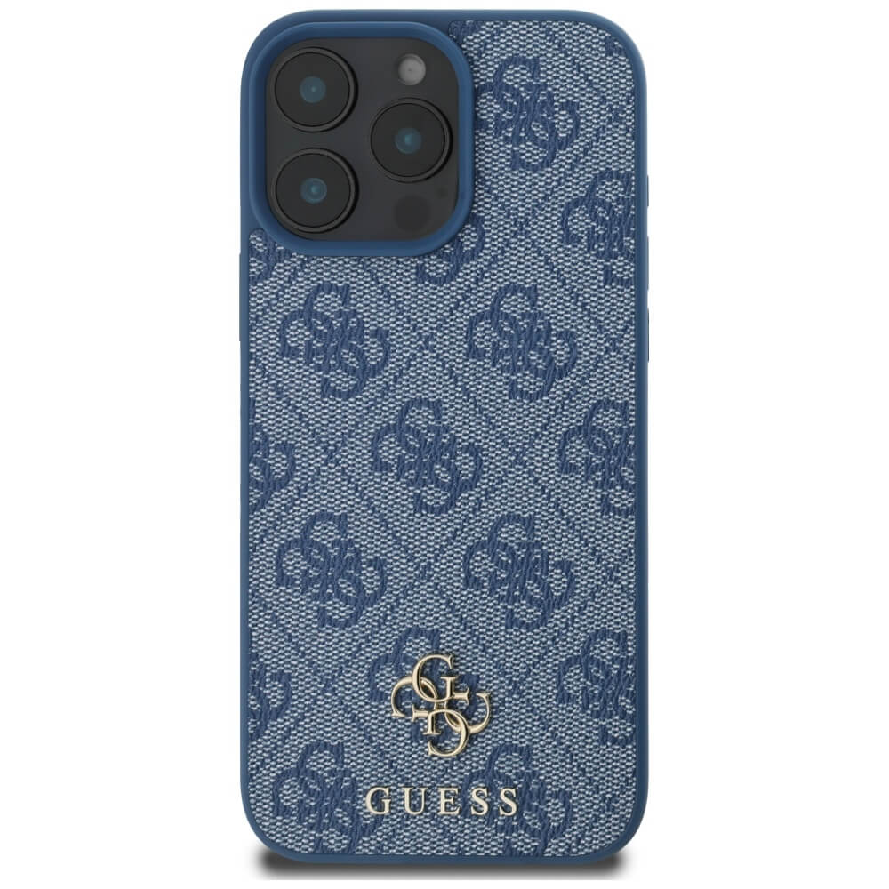 Guess iPhone 16 Pro Max - HC PU 4G Small 4G and Classic - MagSafe Σκληρή Θήκη με Επένδυση από Οικολογικό Δέρμα - Blue - GUHMP16XP4SM4MB
