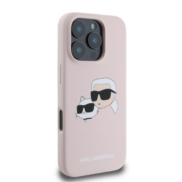 Karl Lagerfeld iPhone 16 Pro Max - Silicone Double Heads Print - Θήκη Σιλικόνης με MagSafe - Pink - KLHMP16XSKCHPPLP