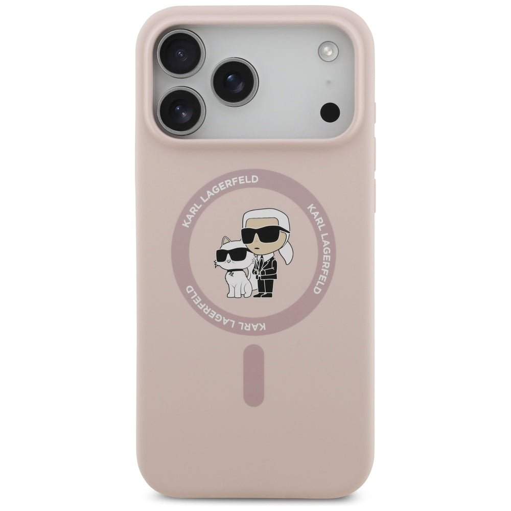 Karl Lagerfeld iPhone 17 Pro Max - Silicone Karl and Choupette Ring MagSafe Θήκη Σιλικόνης - Pink - KLHMP17XSCMKCRHP