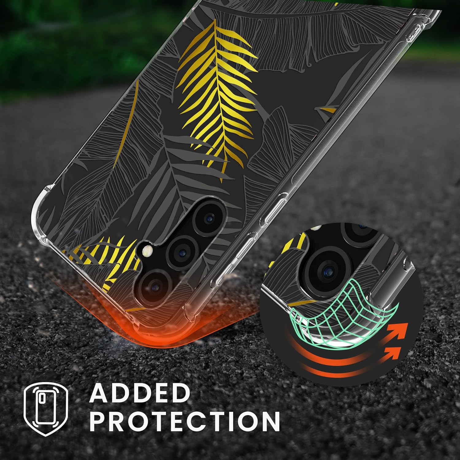 KW Samsung Galaxy S24 Θήκη Σιλικόνης TPU με Λουράκι - Design Jungle - Yellow / Grey / Διάφανη