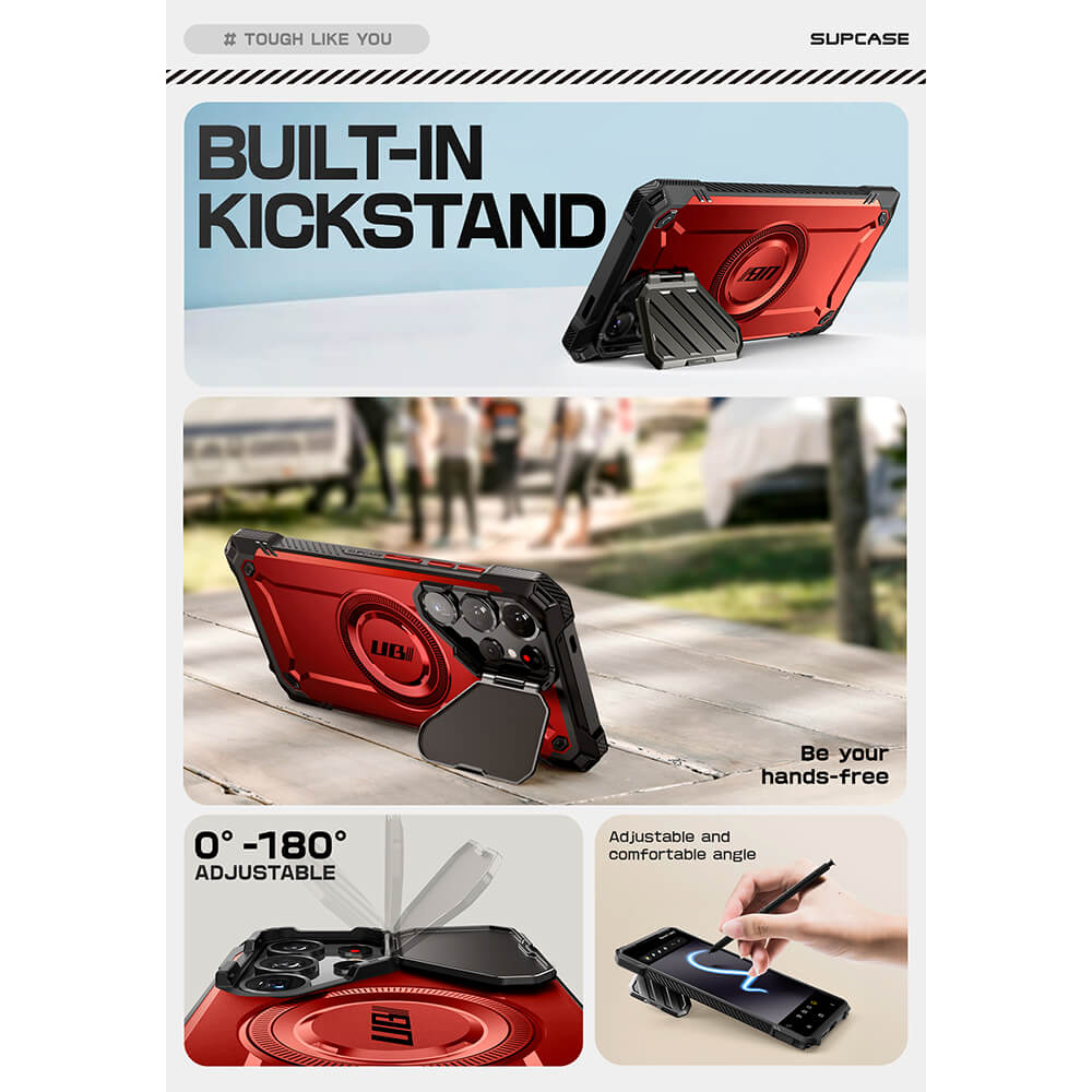 Supcase Samsung Galaxy S25 Ultra - Unicorn Beetle XT MagSafe - Σκληρή Θήκη με Προστασία Κάμερας / Stand - Metallic Red