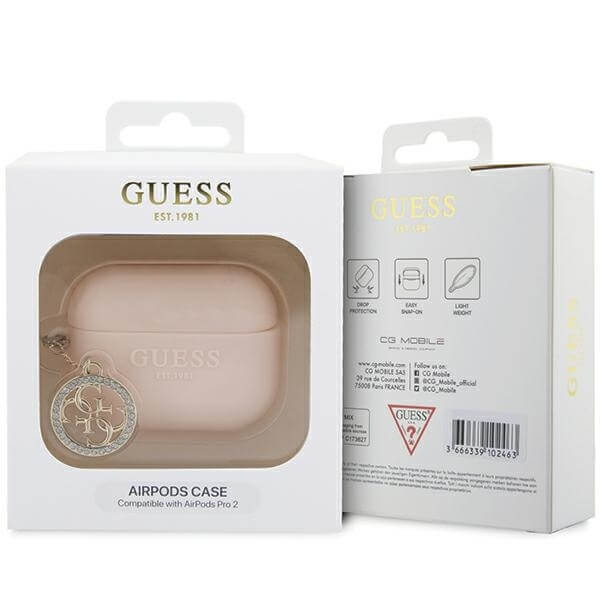Guess AirPods Pro 2 Θήκη Σιλικόνης - 3D Rubber 4G Diamond Charm - Pink