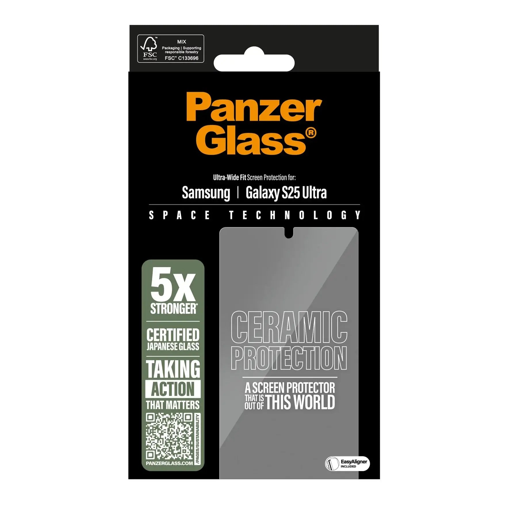 PanzerGlass Samsung Galaxy S25 Ultra Ceramic Ultra - Wide Fit Full Screen Αντιχαρακτικό Γυαλί Οθόνης - Διάφανο