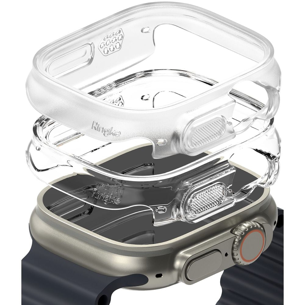 Ringke Θήκη Apple Watch Ultra (1/2/3) - 49mm Slim - 2 Τεμάχια - Διάφανη - Alpine Ημιδιάφανη