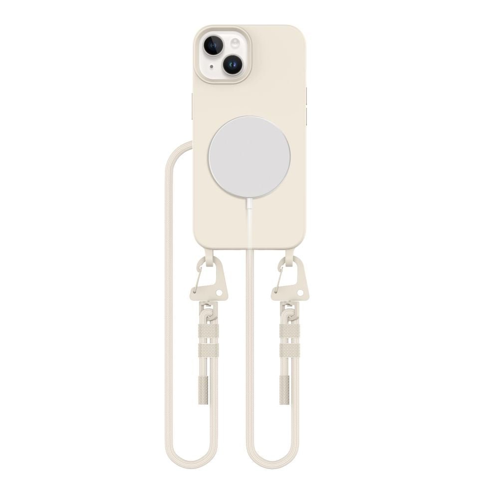 Tech - Protect iPhone 13 MagNecklace - MagSafe Θήκη Σιλικόνης TPU με Pυθμιζόμενο Αποσπώμενο Κορδόνι - Cosmic Latte