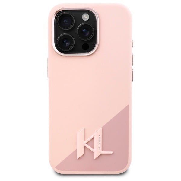Karl Lagerfeld iPhone 16 Pro Max - Silicone Shadow Metal Initial - MagSafe Θήκη Σιλικόνης - Pink - KLHMP16XSCMKMPCP