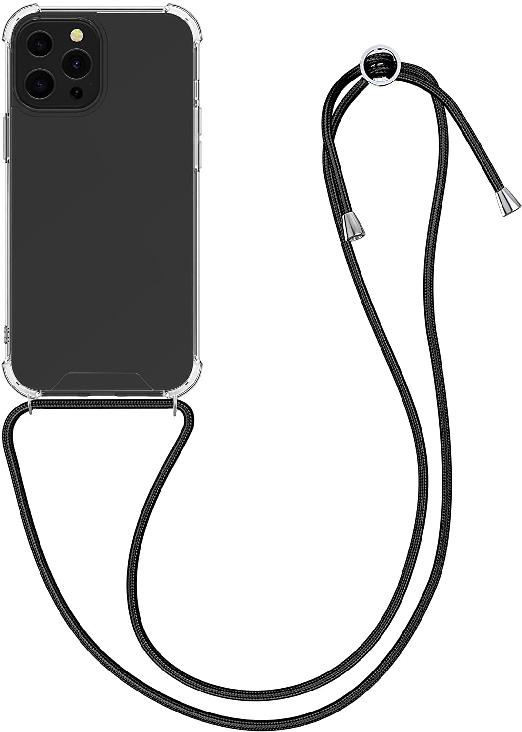 KW iPhone 13 Pro Max Θήκη Σιλικόνης TPU με Λουράκι - Διάφανη / Black - 55976.01