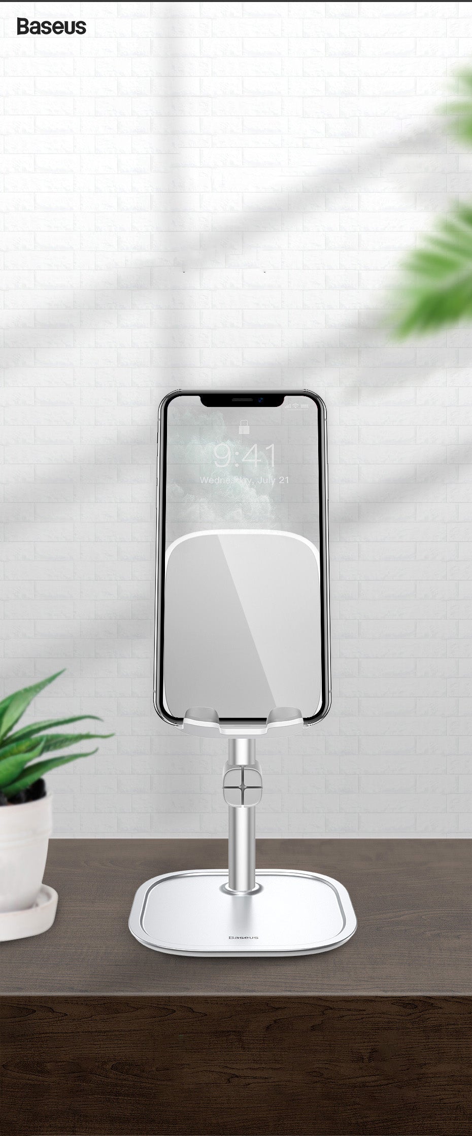 Baseus Literary Youth Desktop Bracket Telescopic Mobile Stand Βάση Στήριξης Κινητών - Silver - SUWY - A0S