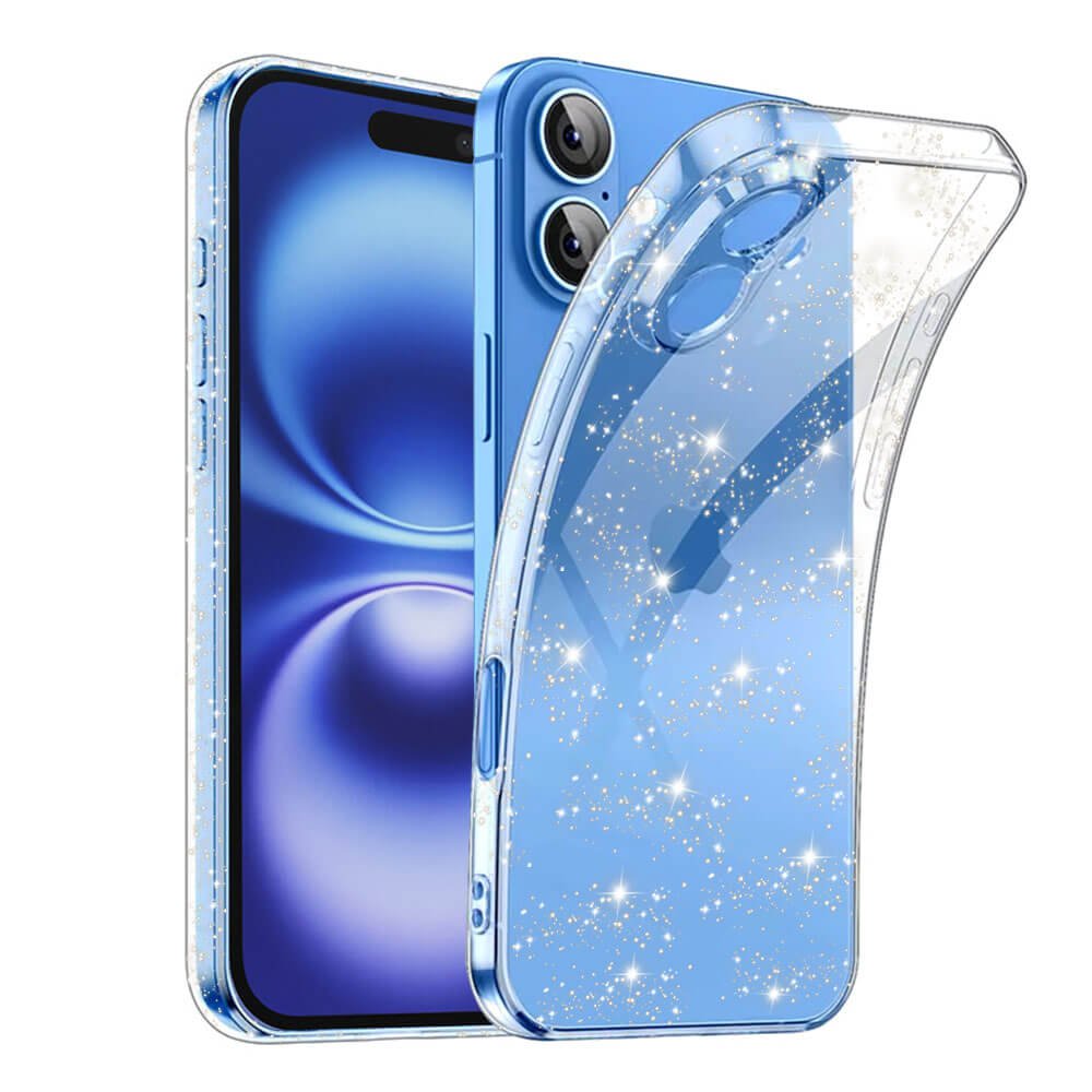 Techsuit iPhone 16 - SparkleSkin - Θήκη Σιλικόνης με Glitter - Clear
