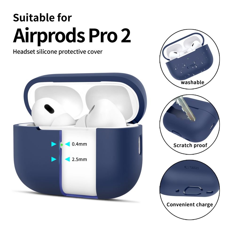 Tech - Protect AirPods Pro 1 / 2 Θήκη Σιλικόνης - Silicone - Navy Blue
