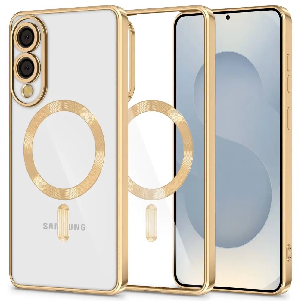 Tech - Protect Samsung Galaxy S25 Edge MagFlex Θήκη Σιλικόνης TPU με MagSafe - Διάφανη / Shiny Gold