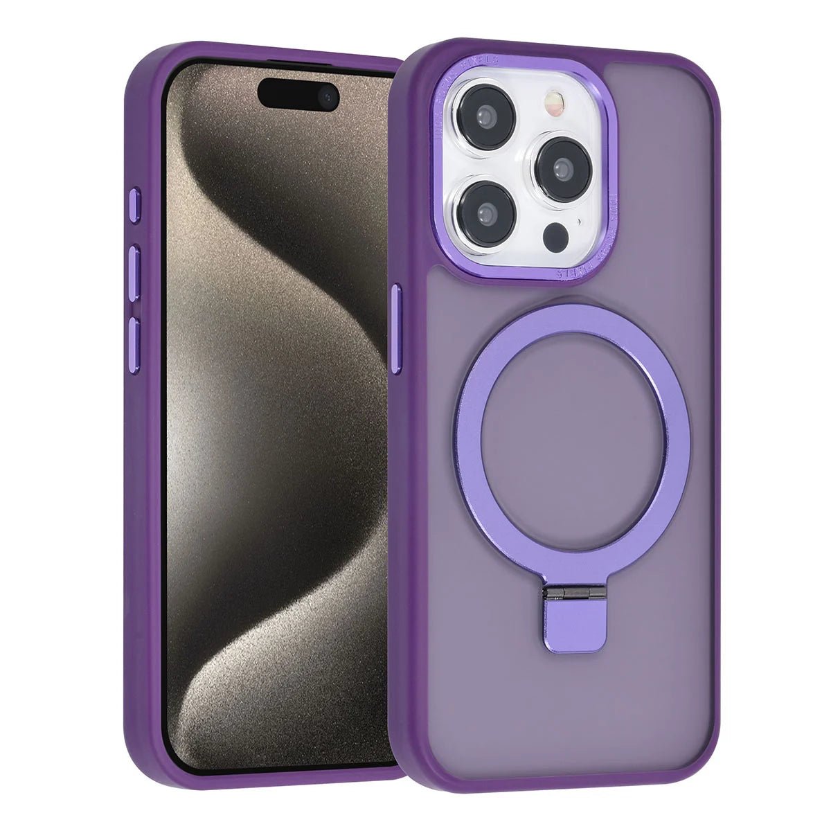 Tuniq iPhone 15 Pro - MagSafe Σκληρή Θήκη με Δαχτυλίδι Συγκράτησης - Purple