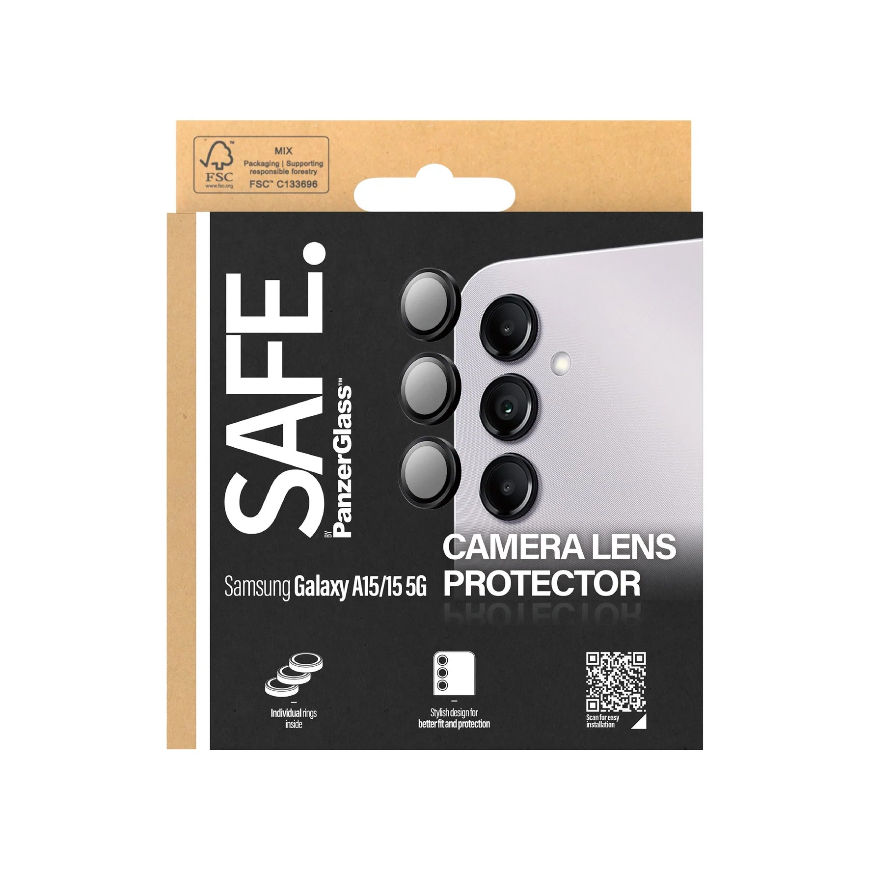 Safe by PanzerGlass Samsung Galaxy A15 4G / A15 5G Camera Lens Protector Αντιχαρακτικό Γυαλί για την Κάμερα - Black
