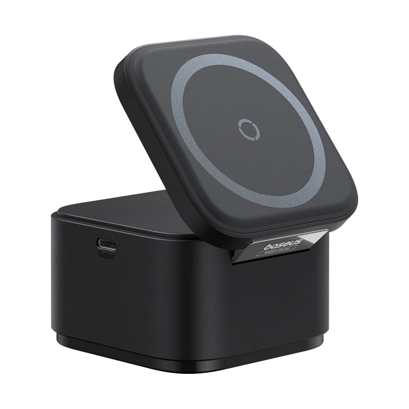 Baseus MagPro 2in1 Ασύρματος Φορτιστής MagSafe για Smartphones και Airpods με Ενσωματωμένο Καλώδιο USB - C - Black - BS - W531