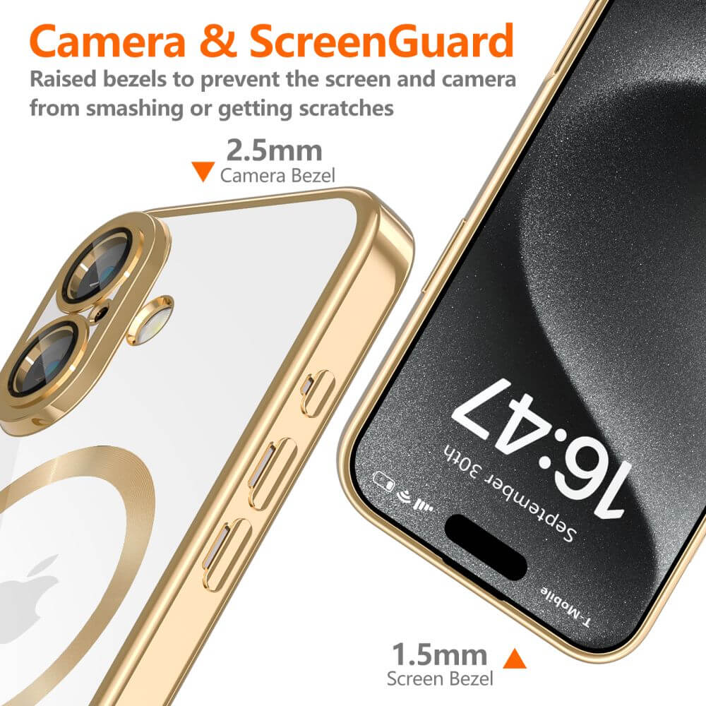 Tech - Protect iPhone 16 MagFlex Θήκη Σιλικόνης TPU με MagSafe - Διάφανη / Shiny Gold
