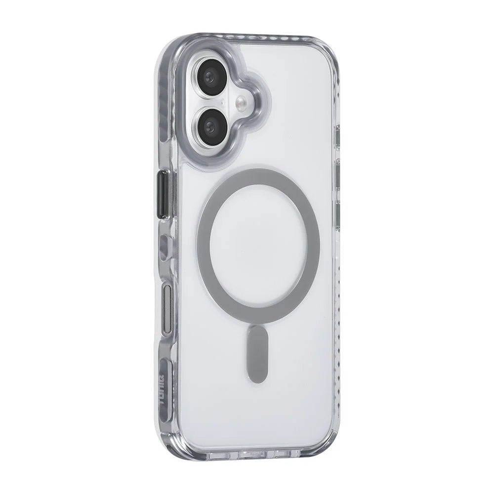 Tuniq iPhone 16 - MagSafe Σκληρή Θήκη με Πλαίσιο Σιλικόνης και Λουράκι - Διάφανη / Grey
