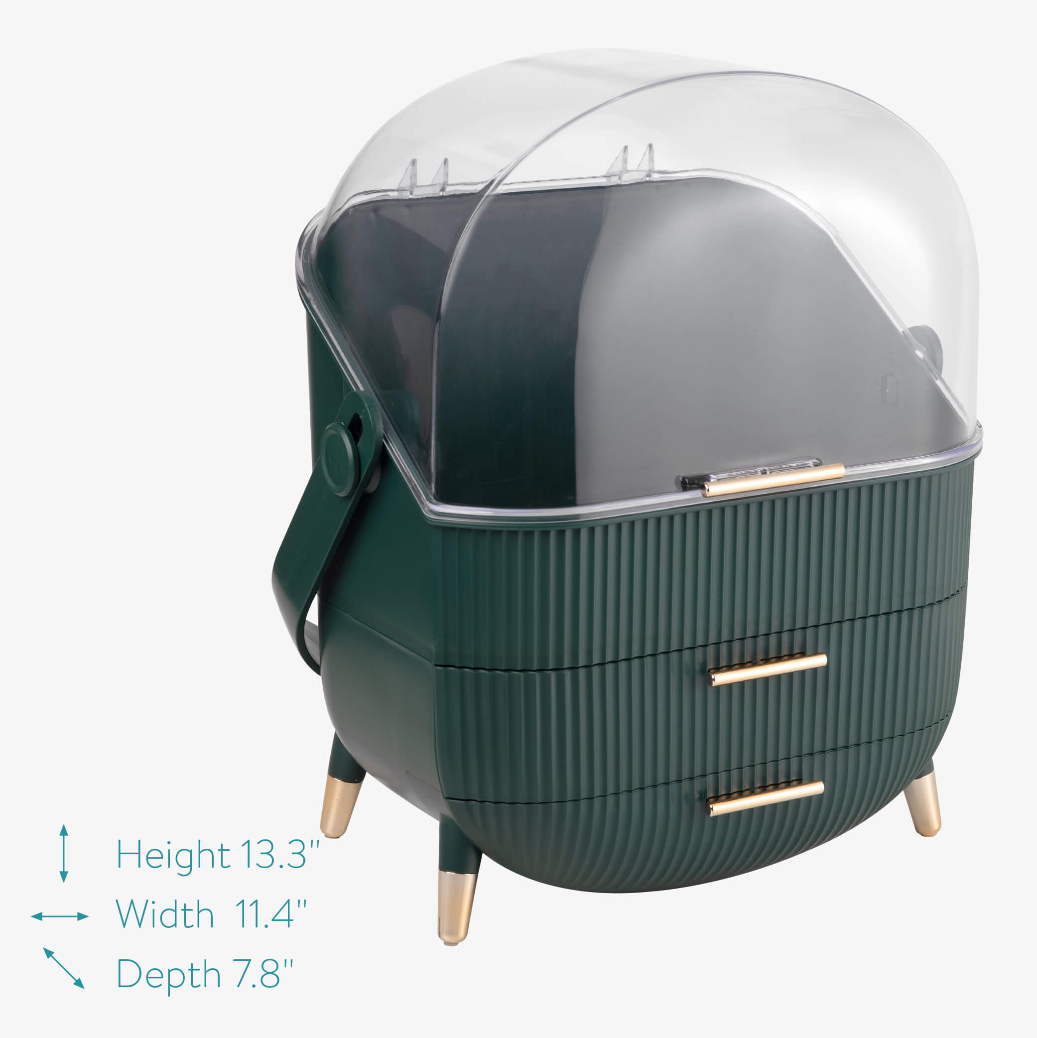 Navaris Διοργανωτής Καλλυντικών με 2 Συρτάρια - Green / Rose Gold - 53845.07