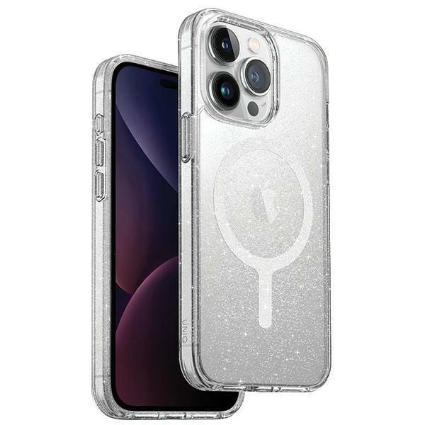 Uniq iPhone 15 Pro LifePro Xtreme Magclick Σκληρή Θήκη με Πλαίσιο Σιλικόνης και MagSafe - Διάφανη / Glitter