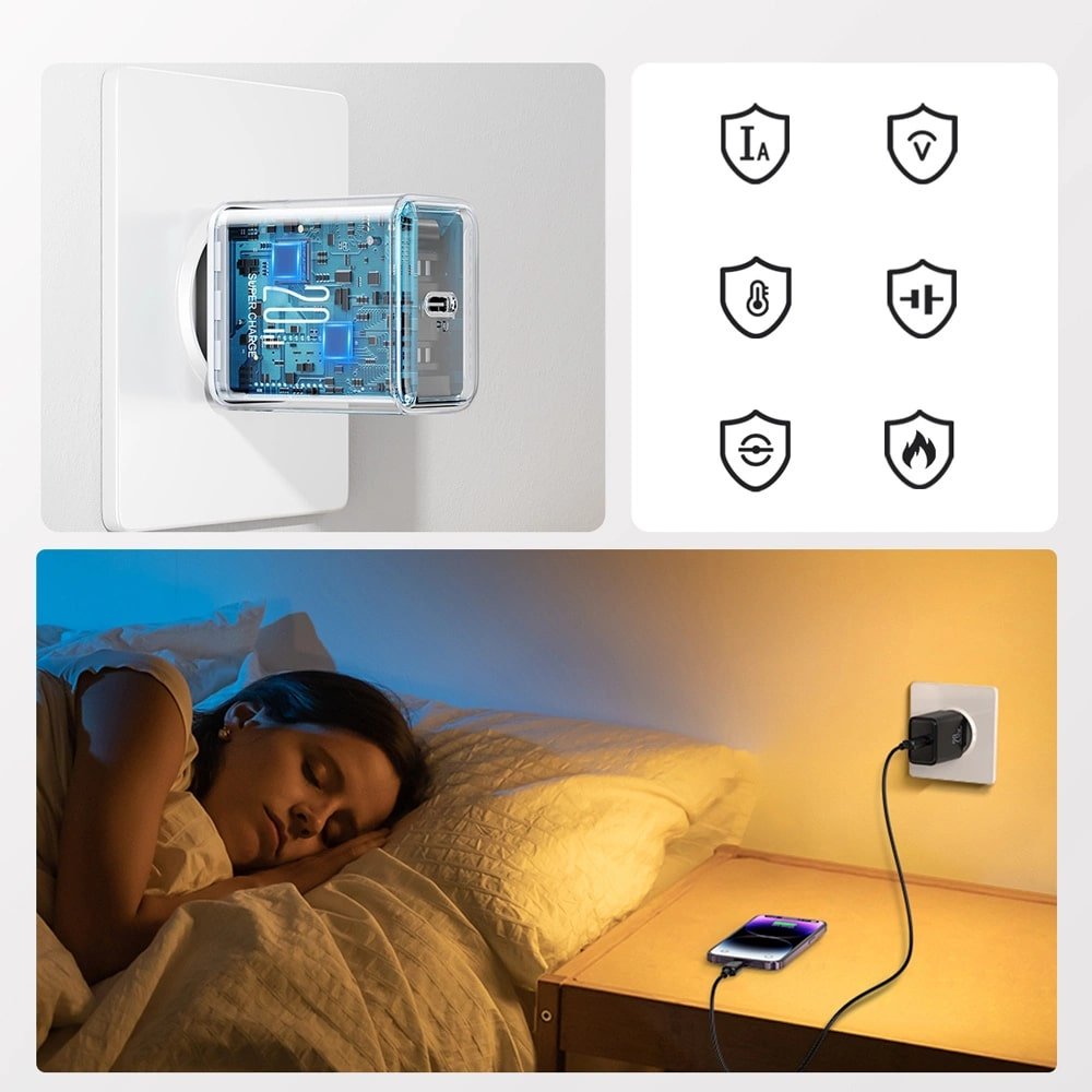 Joyroom PD 20W Οικιακός Φορτιστής Γρήγορης Φόρτισης με Θύρα Type - C και Καλώδιο Type - C to Lightning - Black - JR - TCF06