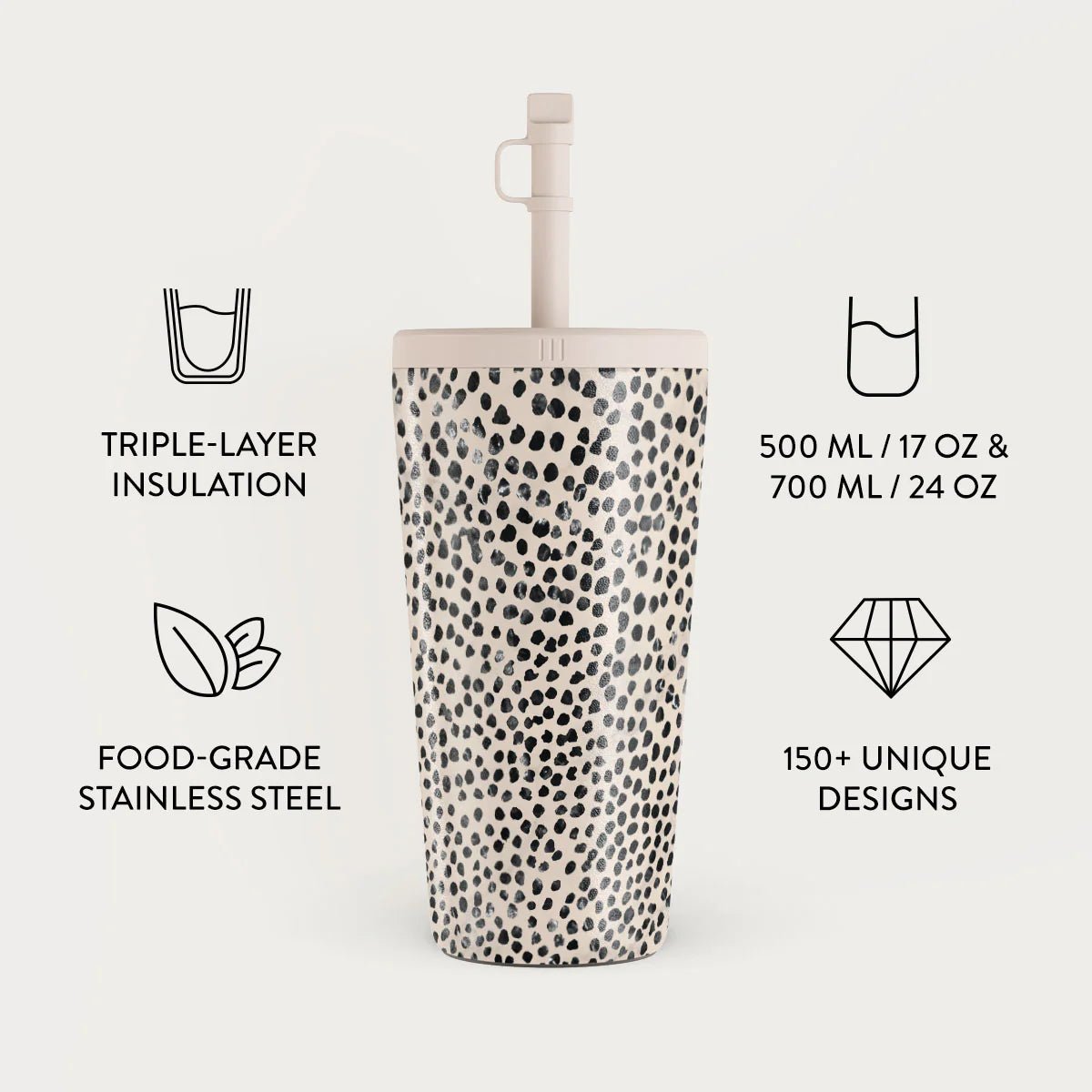 Burga Κούπα θερμός από Ανοξείδωτο Ατσάλι με καλαμάκι - 500ml - Almond Latte