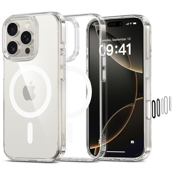 Tech - Protect iPhone 16 Pro Flexair Hybrid CC MagSafe Σκληρή Θήκη με Πλαίσιο Σιλικόνης και MagSafe - Διάφανη