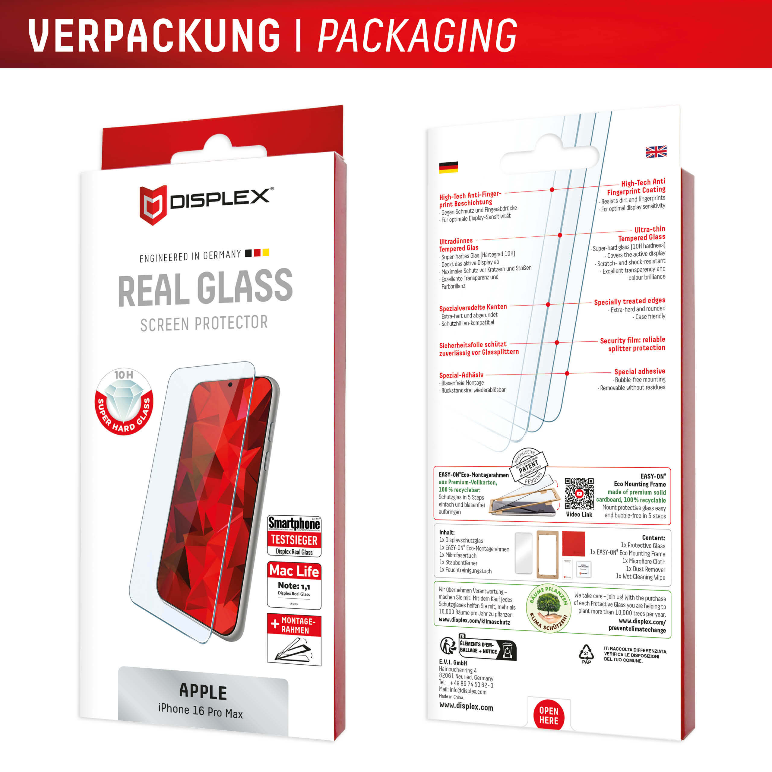 Displex iPhone 16 Pro Max - Premium Real Glass 2D - Προστασία Οθόνης - Αντιχαρακτικό Γυαλί / Tempered Glass - Διάφανο