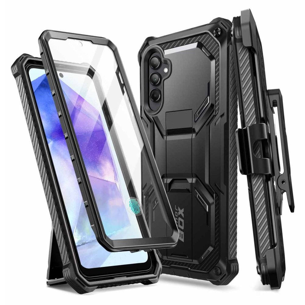 Supcase Samsung Galaxy A55 5G Armorbox Σκληρή Θήκη με Προστασία Οθόνης και Stand - Black