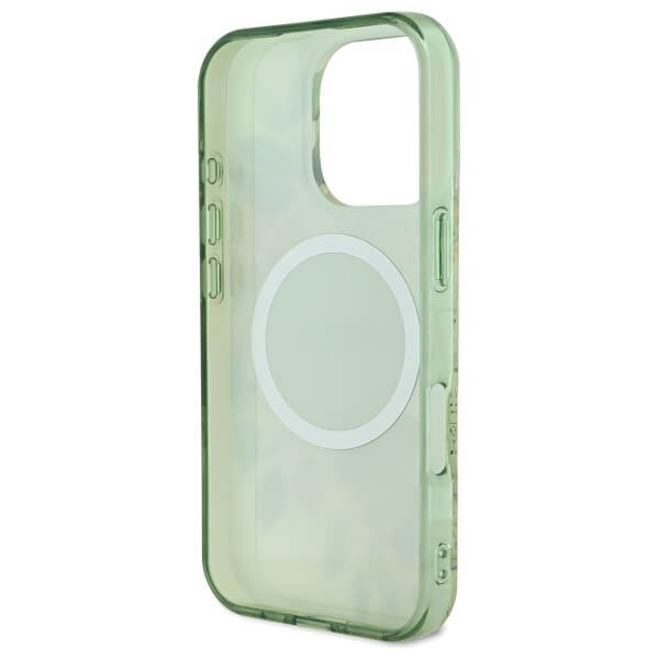 Guess iPhone 16 Pro Max - IML Flower and Tonal Circle MagSafe - Σκληρή Θήκη με Πλαίσιο Σιλικόνης - Green - GUHMP16XHFWBDCEN