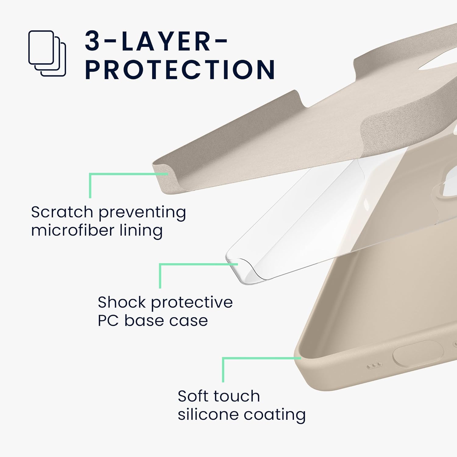 KW iPhone 16 Pro Max Θήκη Σιλικόνης Rubberized TPU - Cream