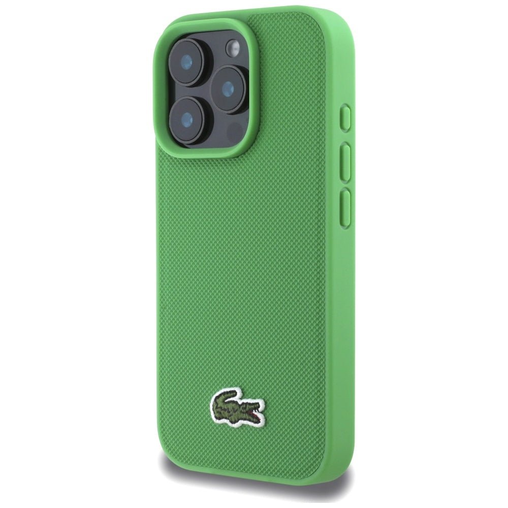 Lacoste iPhone 16 Pro Max - Σκληρή Θήκη με Πλαίσιο Σιλικόνης και Λουράκι - Iconic Petit Pique Crossbody Cord MagSafe - Green