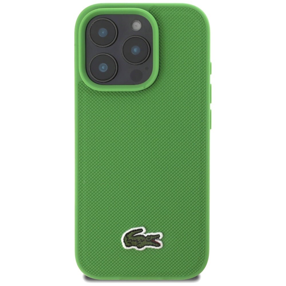 Lacoste iPhone 16 Pro - Σκληρή Θήκη με Πλαίσιο Σιλικόνης και Λουράκι - Iconic Petit Pique Crossbody Cord MagSafe - Green