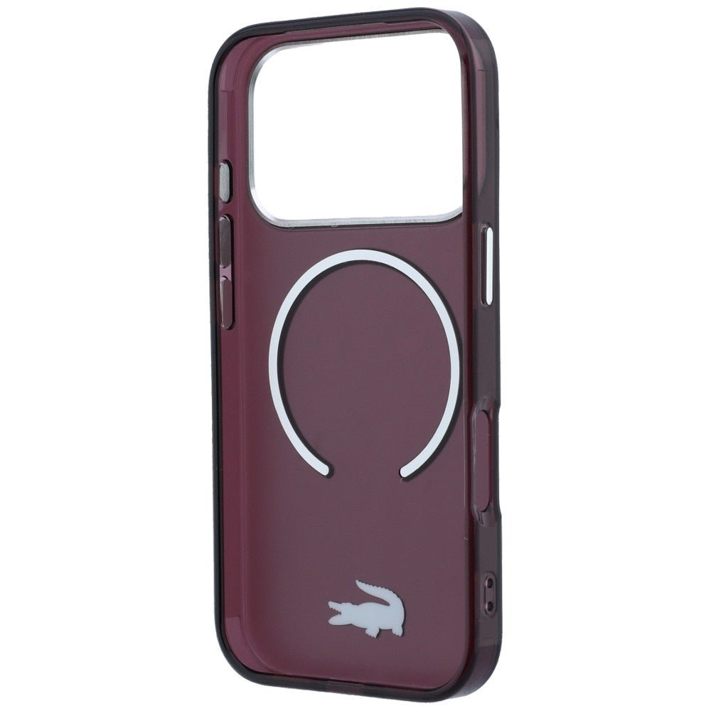 Lacoste iPhone 17 Pro / iPhone 18 Pro - Σκληρή Θήκη με Πλαίσιο Σιλικόνης - IML Frosted MagSafe - Burgundy