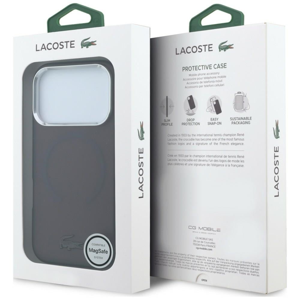 Lacoste iPhone 17 Pro / iPhone 18 Pro - Σκληρή Θήκη με Πλαίσιο Σιλικόνης - IML Frosted MagSafe - Burgundy