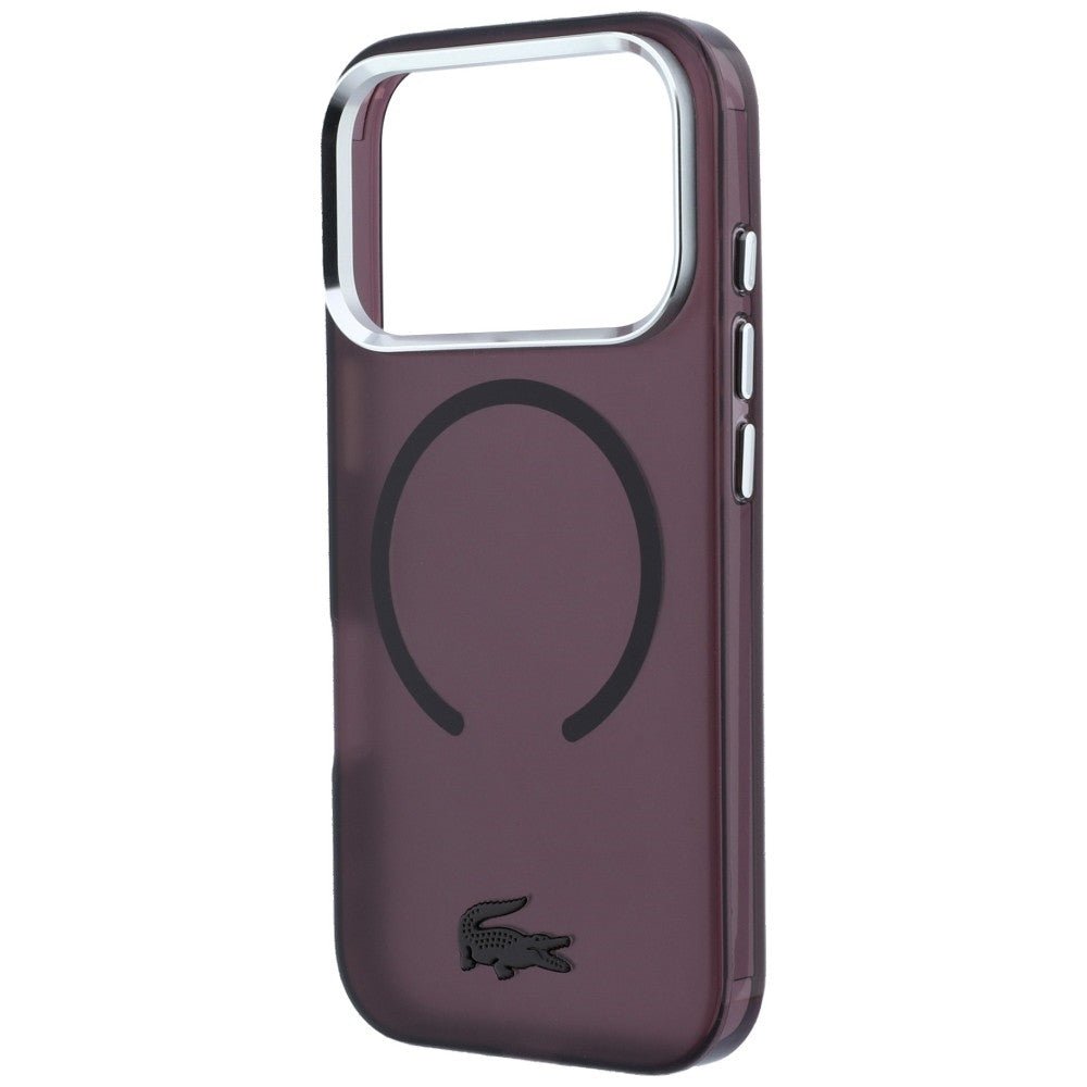 Lacoste iPhone 17 Pro / iPhone 18 Pro - Σκληρή Θήκη με Πλαίσιο Σιλικόνης - IML Frosted MagSafe - Burgundy