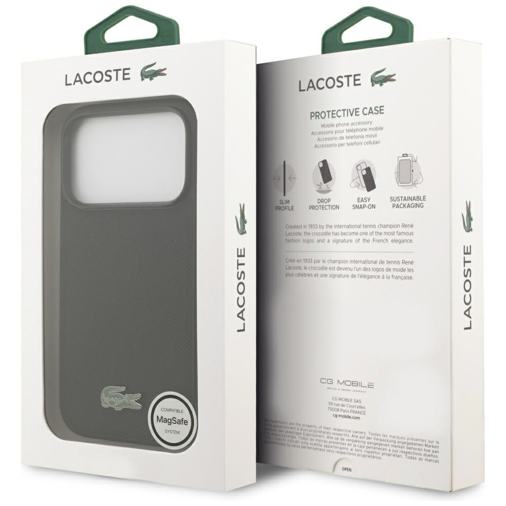 Lacoste iPhone 17 Pro / iPhone 18 Pro - Σκληρή Θήκη με Πλαίσιο Σιλικόνης - Petit Pique Lacquer Logo MagSafe - Black