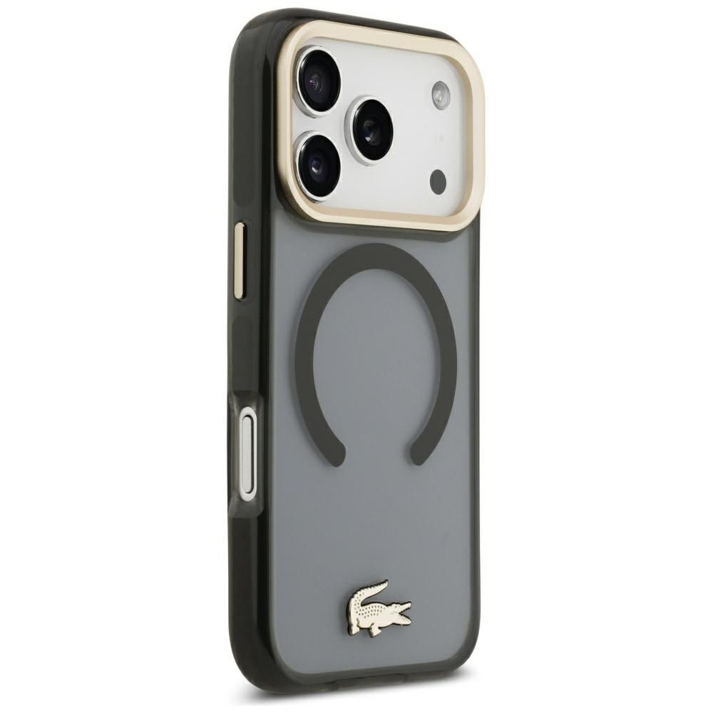 Lacoste iPhone 17 Pro / iPhone 18 Pro - Σκληρή Θήκη με Πλαίσιο Σιλικόνης - Shockproof IML Shockproof Gold Logo MagSafe - Black