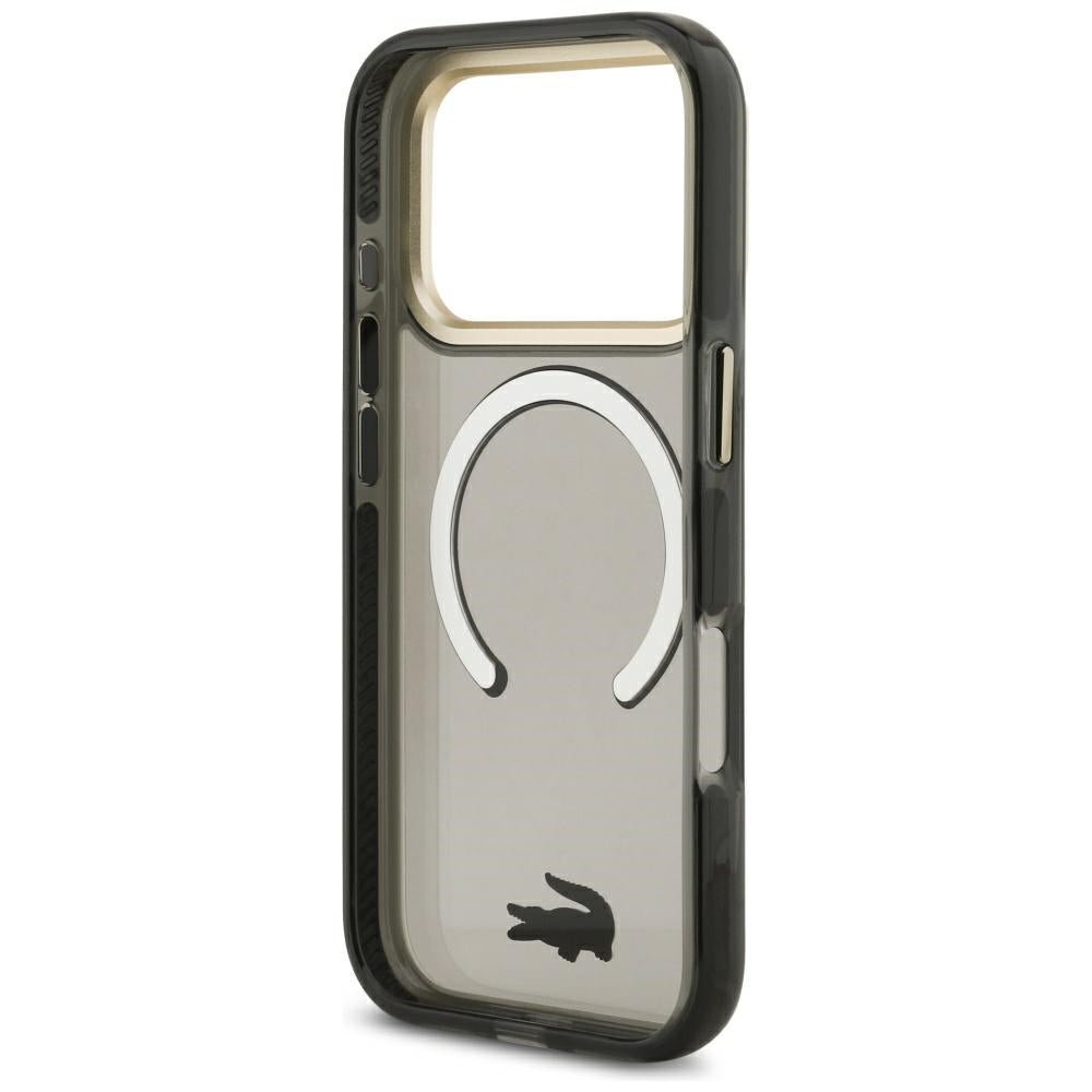 Lacoste iPhone 17 Pro / iPhone 18 Pro - Σκληρή Θήκη με Πλαίσιο Σιλικόνης - Shockproof IML Shockproof Gold Logo MagSafe - Black