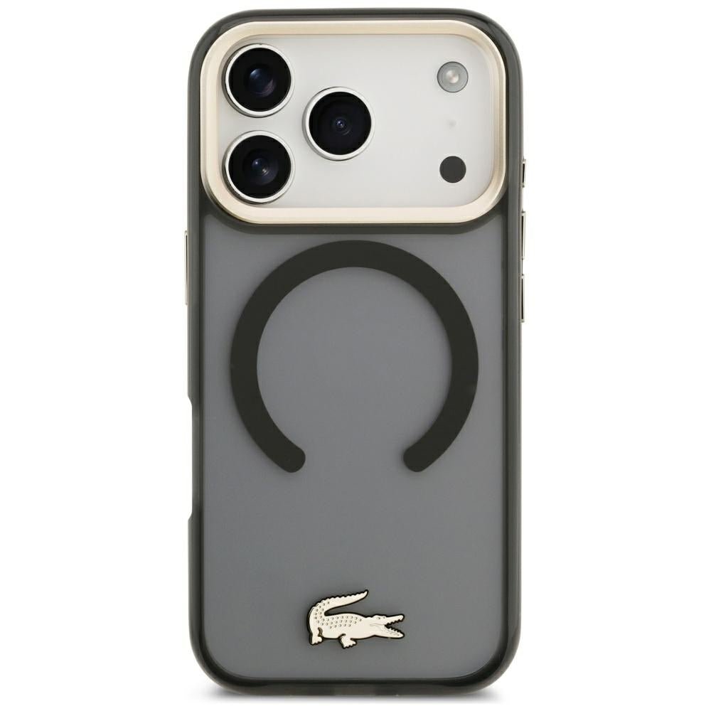 Lacoste iPhone 17 Pro / iPhone 18 Pro - Σκληρή Θήκη με Πλαίσιο Σιλικόνης - Shockproof IML Shockproof Gold Logo MagSafe - Black