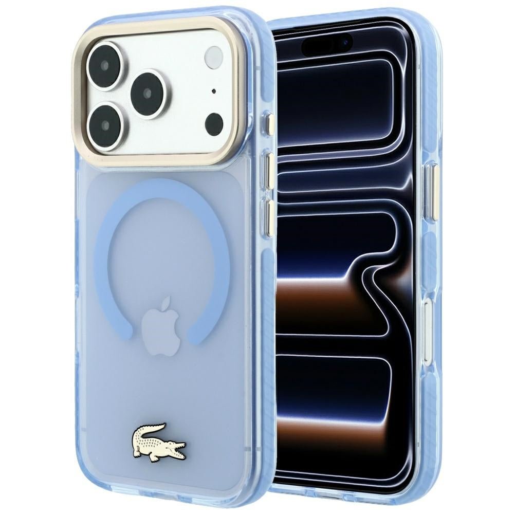 Lacoste iPhone 17 Pro / iPhone 18 Pro - Σκληρή Θήκη με Πλαίσιο Σιλικόνης - Shockproof IML Shockproof Gold Logo MagSafe - Blue