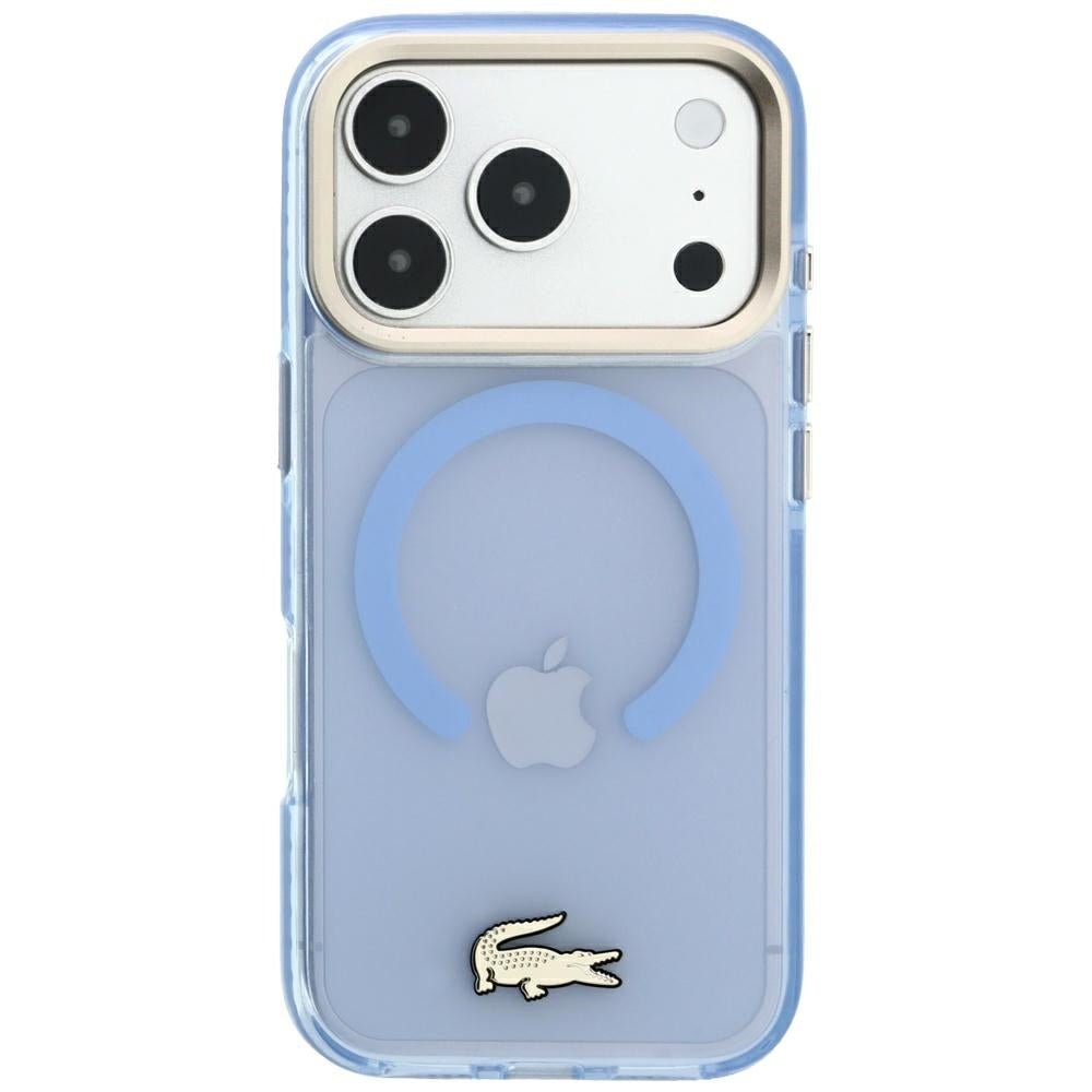 Lacoste iPhone 17 Pro / iPhone 18 Pro - Σκληρή Θήκη με Πλαίσιο Σιλικόνης - Shockproof IML Shockproof Gold Logo MagSafe - Blue