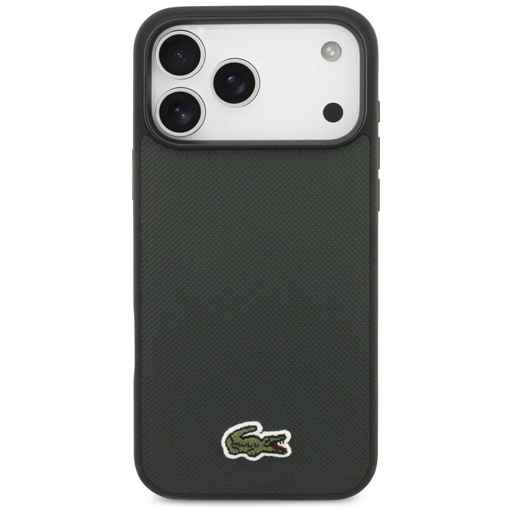 Lacoste iPhone 17 Pro Max - Iconic Petit Pique Woven Logo MagSafe - Σκληρή Θήκη με Πλαίσιο Σιλικόνης - Sinople