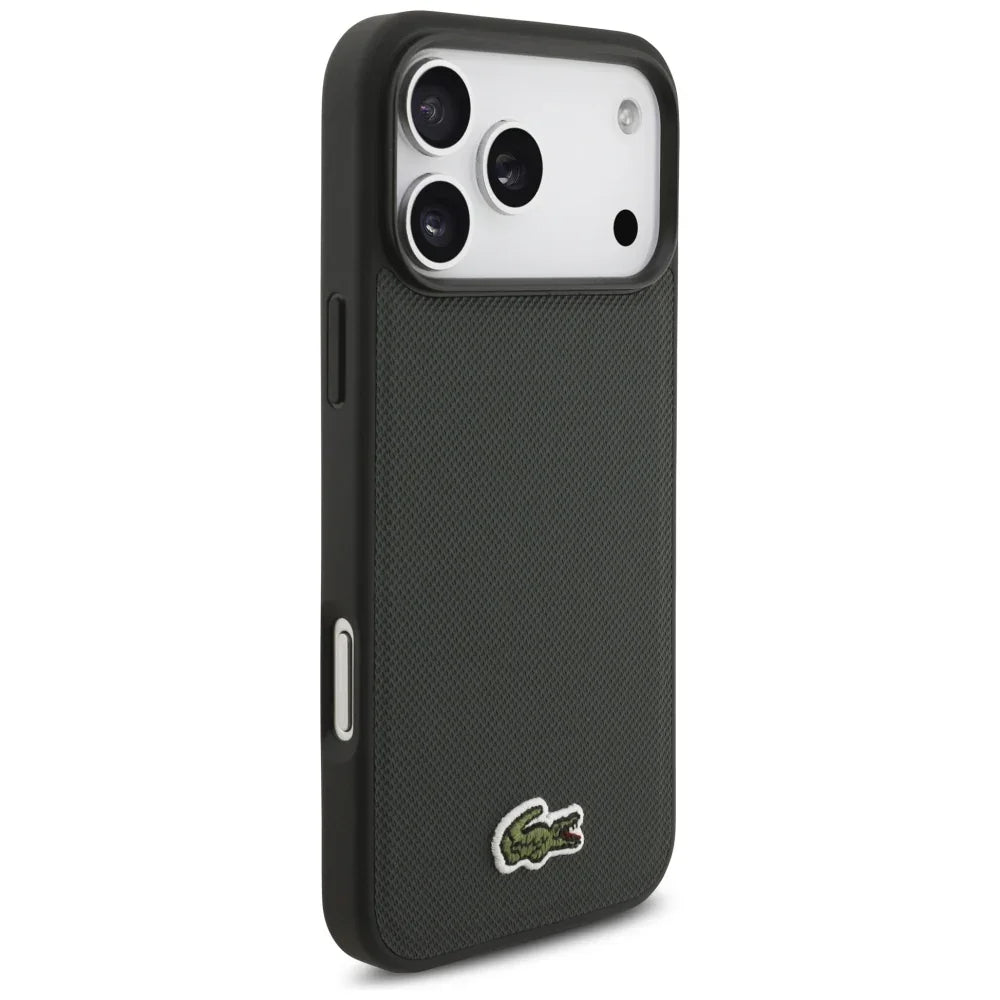 Lacoste iPhone 17 Pro Max - Iconic Petit Pique Woven Logo MagSafe - Σκληρή Θήκη με Πλαίσιο Σιλικόνης - Sinople