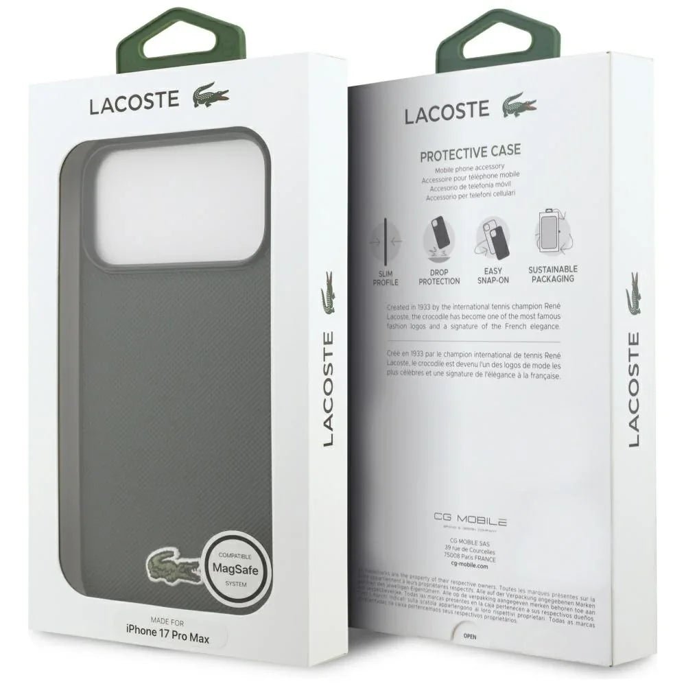 Lacoste iPhone 17 Pro Max - Iconic Petit Pique Woven Logo MagSafe - Σκληρή Θήκη με Πλαίσιο Σιλικόνης - Sinople