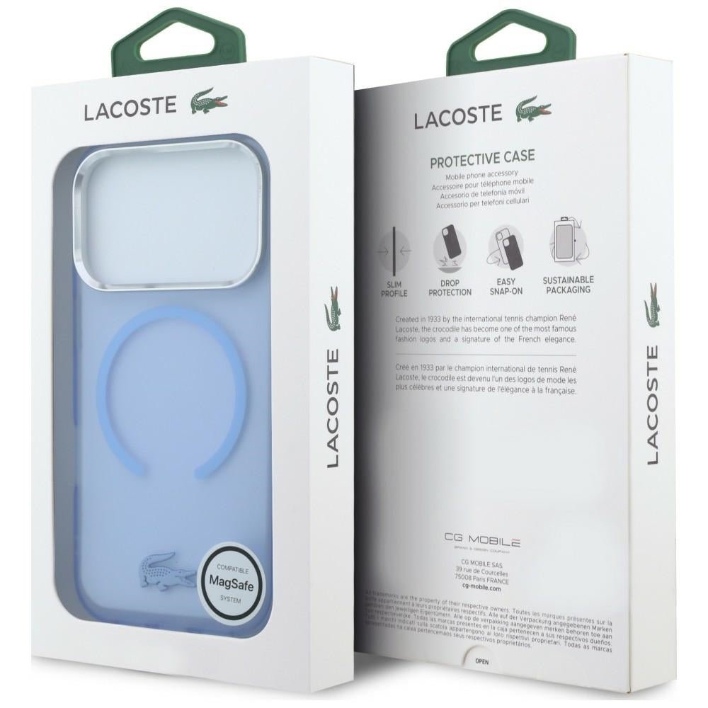 Lacoste iPhone 17 Pro Max / iPhone 18 Pro Max - Σκληρή Θήκη με Πλαίσιο Σιλικόνης - IML Frosted MagSafe - Blue