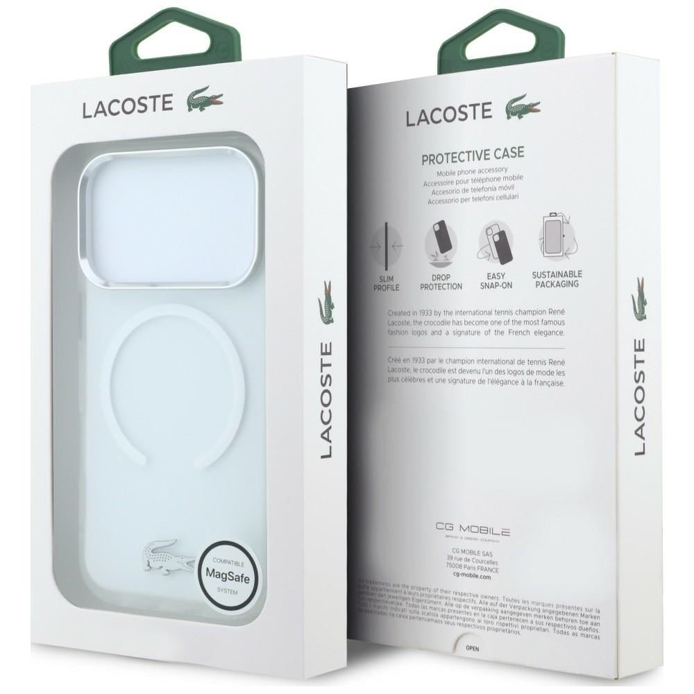 Lacoste iPhone 17 Pro Max / iPhone 18 Pro Max - Σκληρή Θήκη με Πλαίσιο Σιλικόνης - IML Frosted MagSafe - Clear