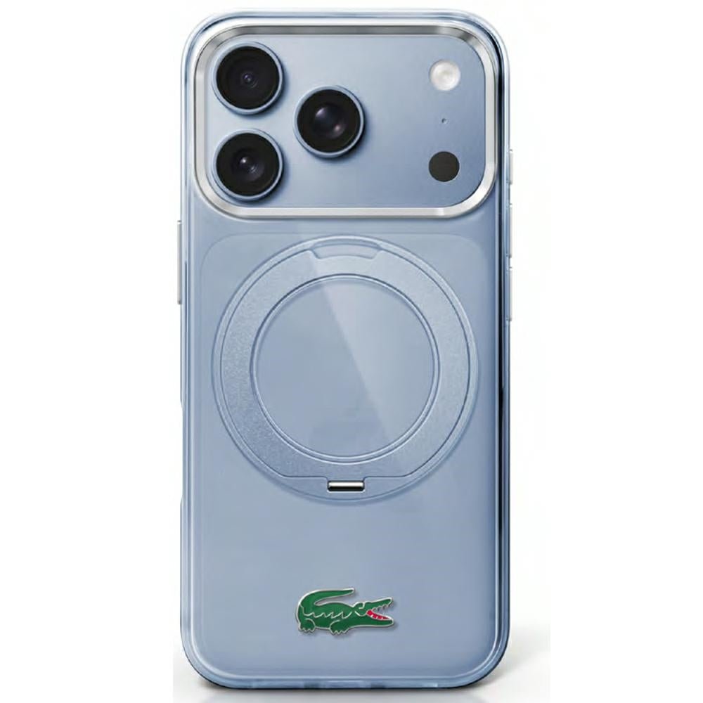 Lacoste iPhone 17 Pro Max / iPhone 18 Pro Max - Σκληρή Θήκη με Πλαίσιο Σιλικόνης και Δαχτυλίδι Συγκράτησης - IML Glossy Finish with Ring Stand MagSafe - Blue