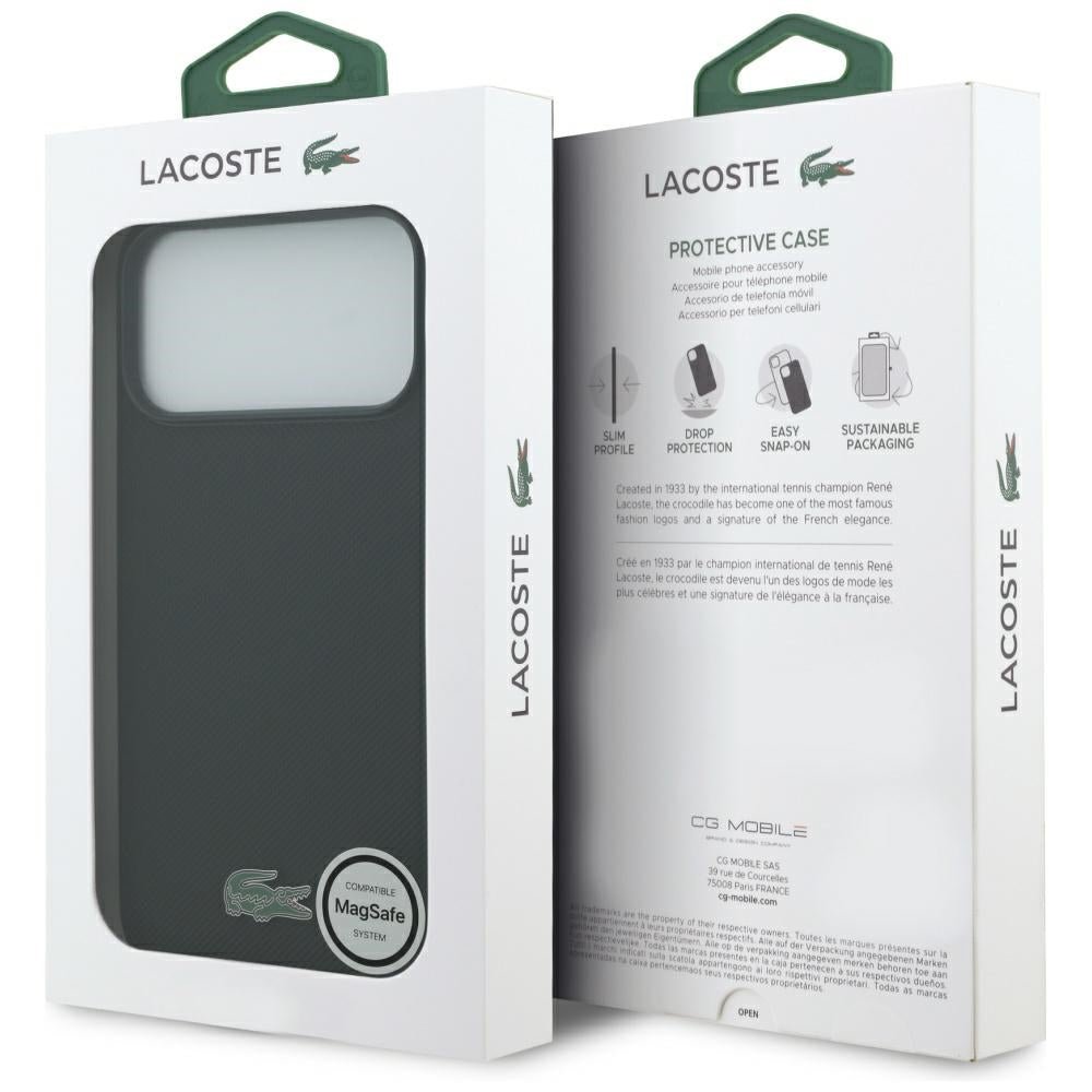 Lacoste iPhone 17 Pro Max / iPhone 18 Pro Max - Σκληρή Θήκη με Πλαίσιο Σιλικόνης - Petit Pique Lacquer Logo MagSafe - Black